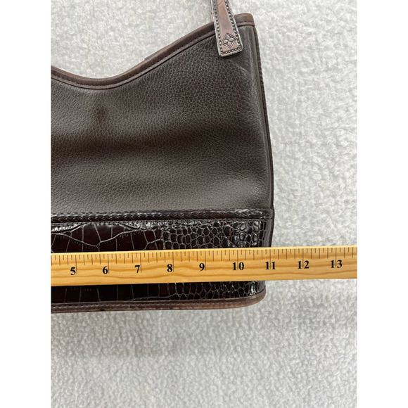 Brighton Womens Gina Hobo Satchel Handbag Brown Crocodile Embossed Snap Pocket S - Picture 7 of 11